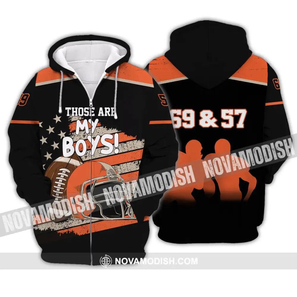 Man Shirt - Custom Rugby Football T-Shirt - Those Are My Boys - Football Clothing Zipper Hoodie / S T-shirt