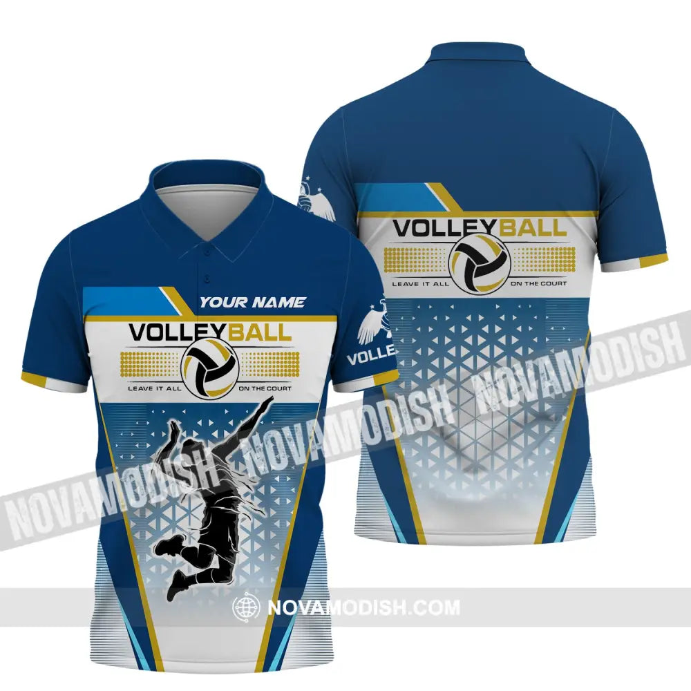 Man Shirt Custom Volleyball Leave It All On The Court T-Shirt For Team Gift Players Polo / S