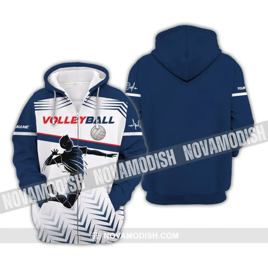 Man Shirt Custom Volleyball T-Shirt For Team Gift Players Zipper Hoodie / S