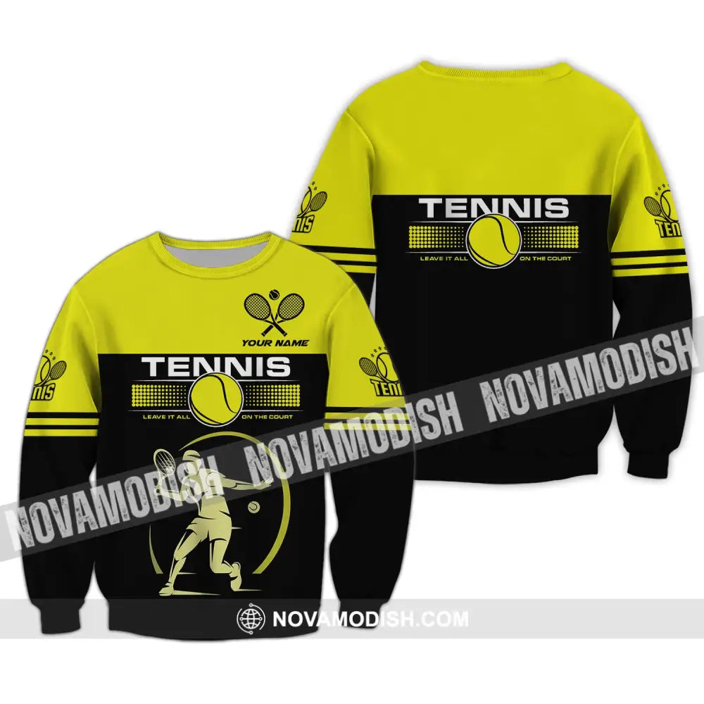 Man Shirt Tennis Leave It All On The Court Gift For Player Club Gifts Long Sleeve / S T-Shirt