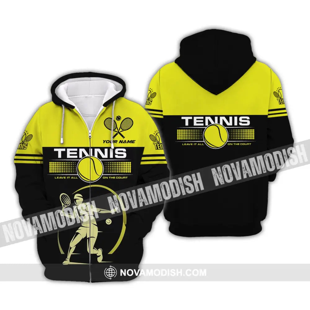 Man Shirt Tennis Leave It All On The Court Gift For Player Club Gifts Zipper Hoodie / S T-Shirt