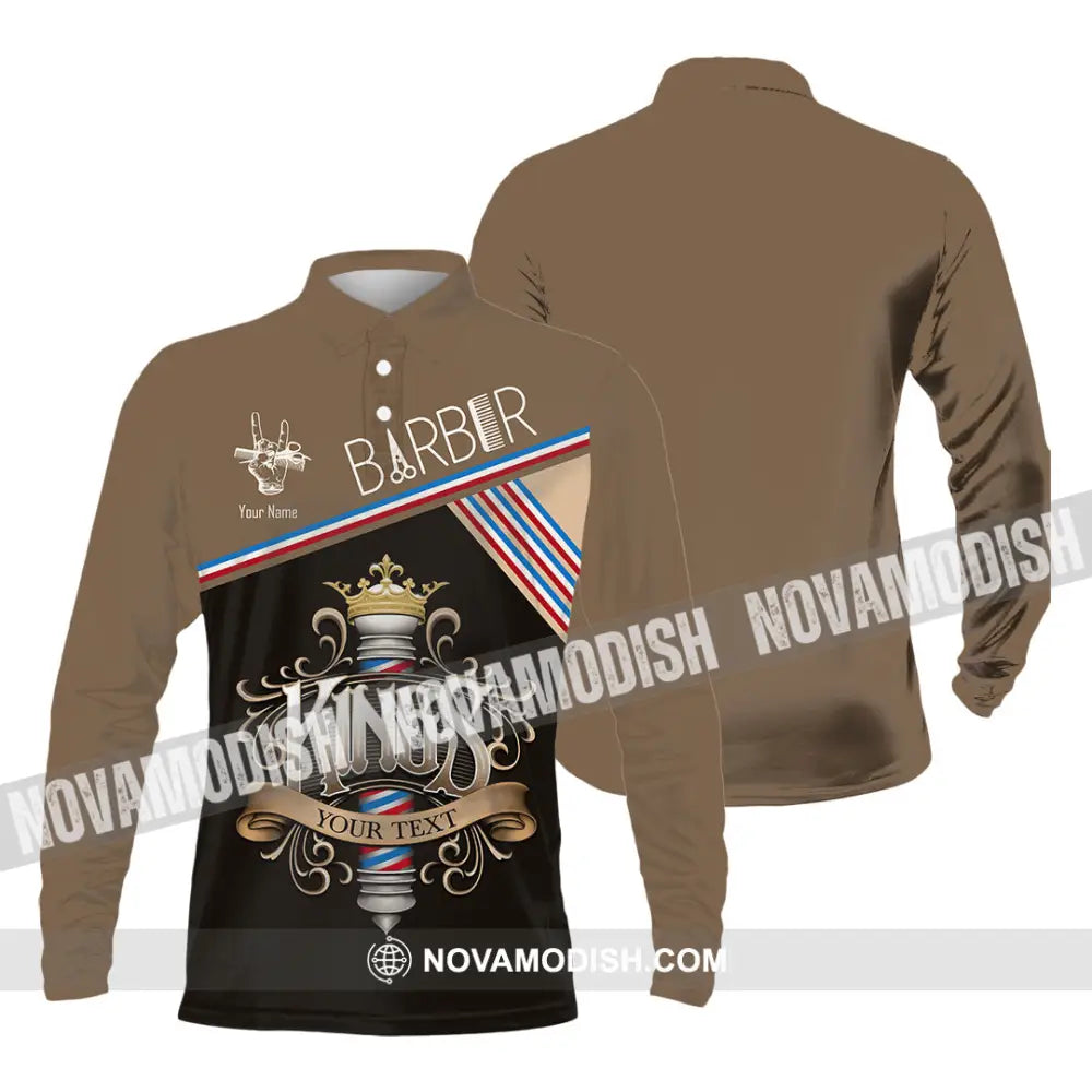 Men Shirt - Custom Barber Kings Shirt Long Sleeve Polo / S T-shirt