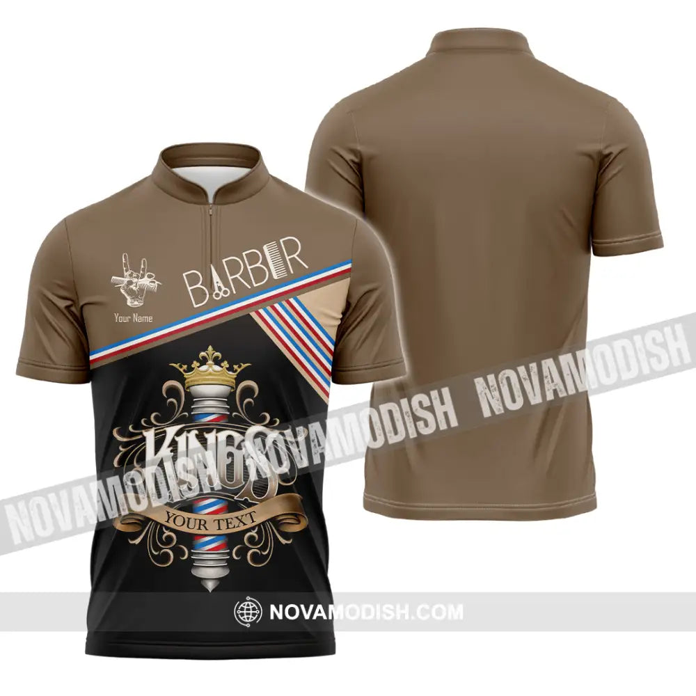 Men Shirt - Custom Barber Kings Shirt Zipper Polo Shirt / S T-shirt