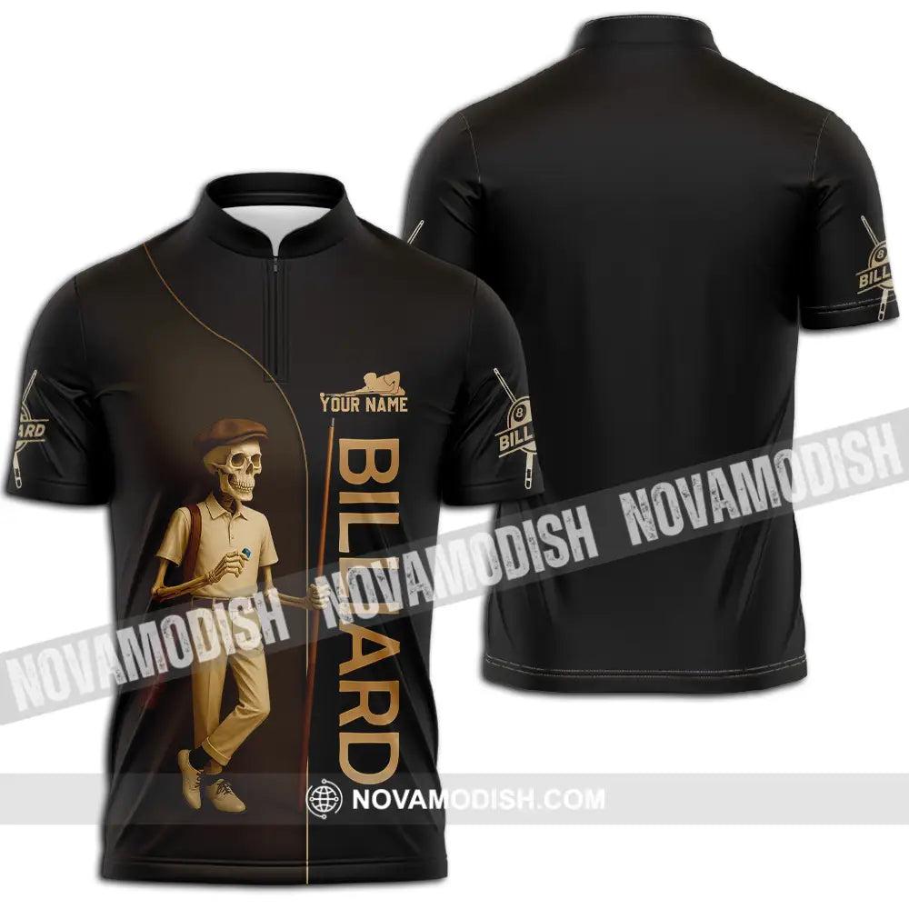 Men Shirt - Custom Billiards Shirt Zipper Polo Shirt / S T-shirt