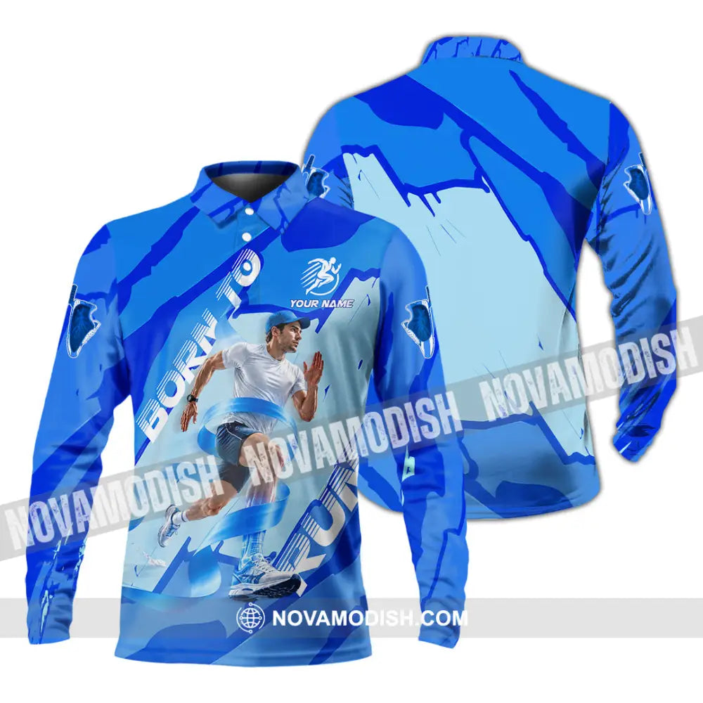 Men Shirt - Custom Born To Run Shirt - Long Sleeve Polo / S - T-shirt