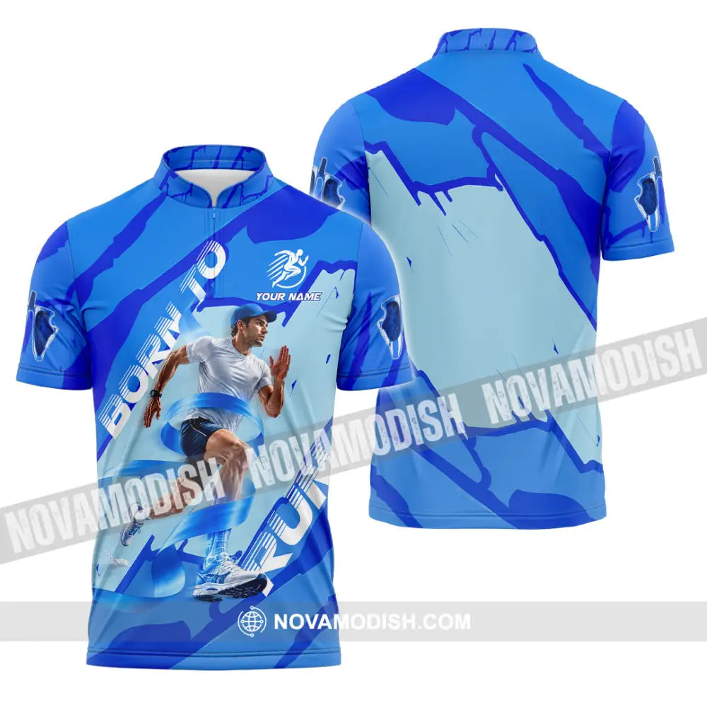 Men Shirt - Custom Born To Run Shirt - Zipper Polo Shirt / S - T-shirt