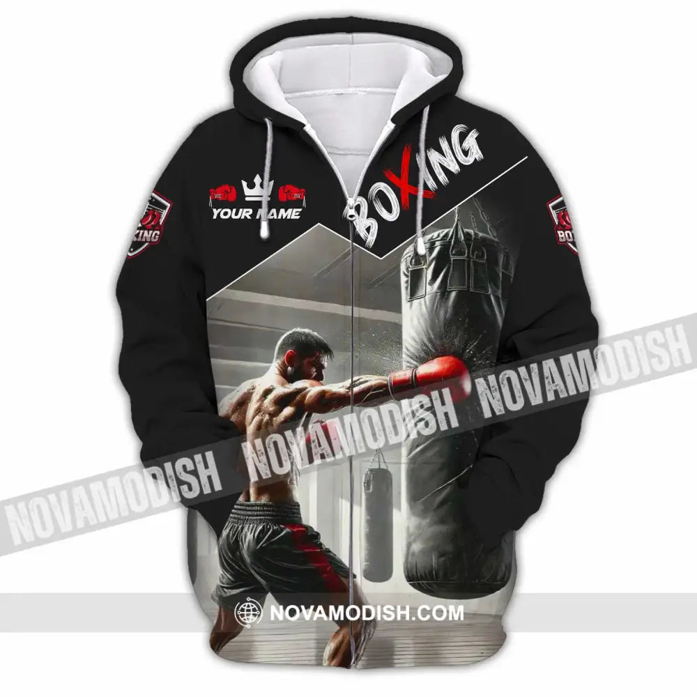 Men Shirt - Custom Boxing Strong Man Shirt Zipper Hoodie / S T-shirt