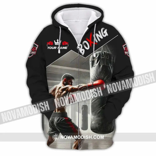 Men Shirt - Custom Boxing Strong Man Shirt Zipper Hoodie / S T-shirt