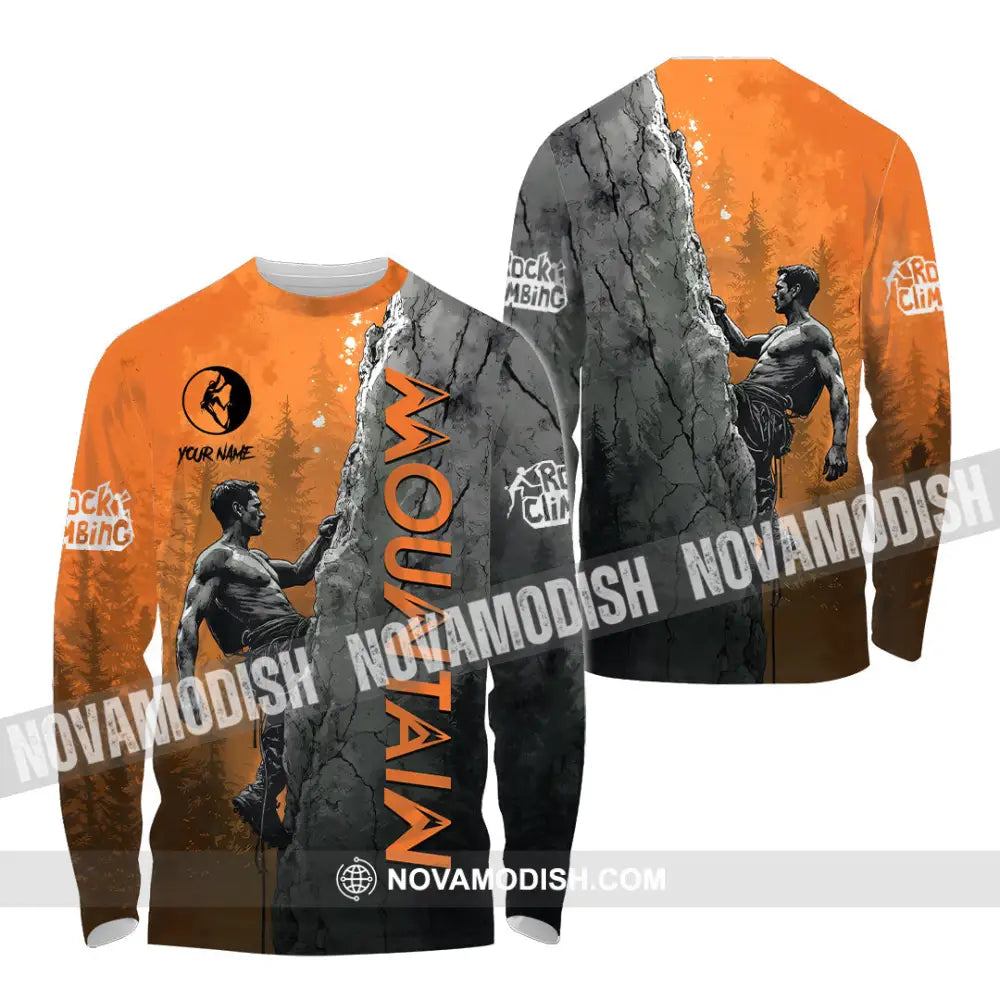 Men Shirt - Custom Climbing Mountain Shirt Long Sleeve Shirt / S T-shirt