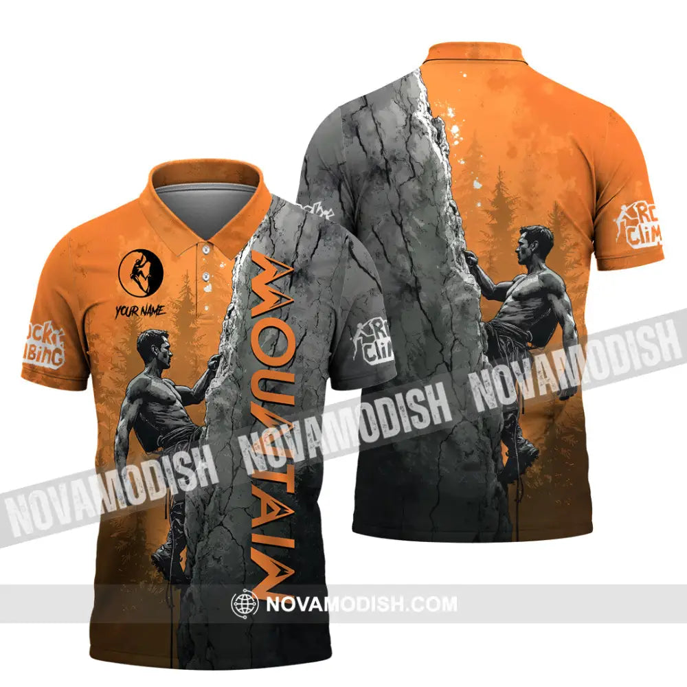 Men Shirt - Custom Climbing Mountain Shirt Polo Shirt / S T-shirt