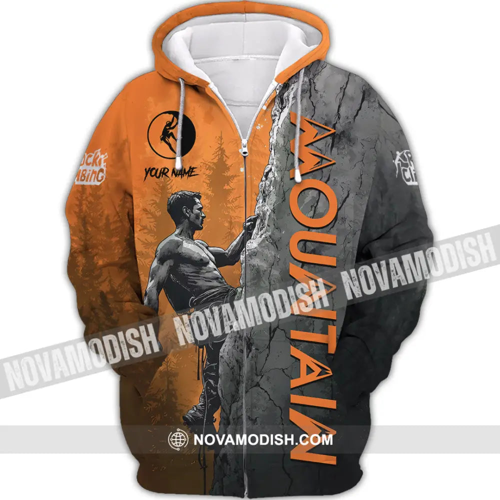 Men Shirt - Custom Climbing Mountain Shirt Zipper Hoodie / S T-shirt