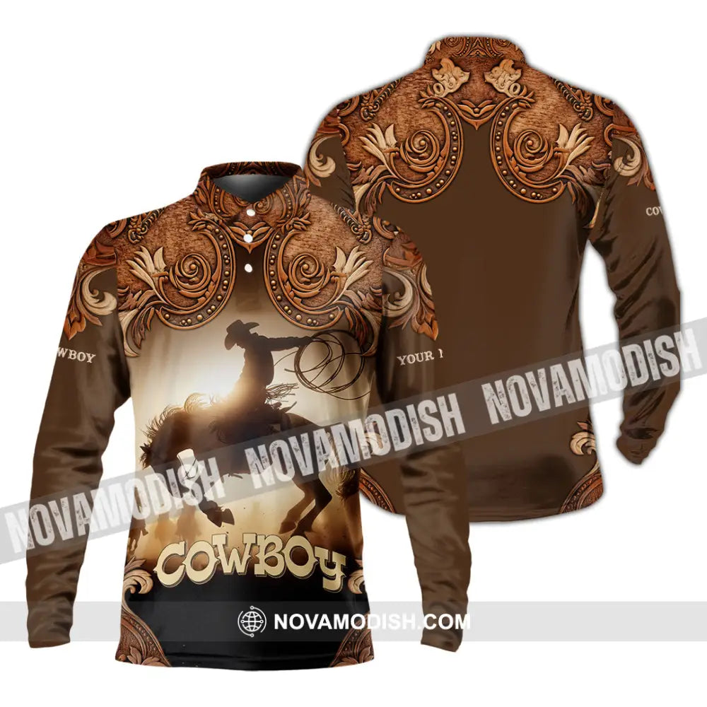 Men Shirt - Custom Cowboy Shirt - Long Sleeve Polo / S - T-shirt