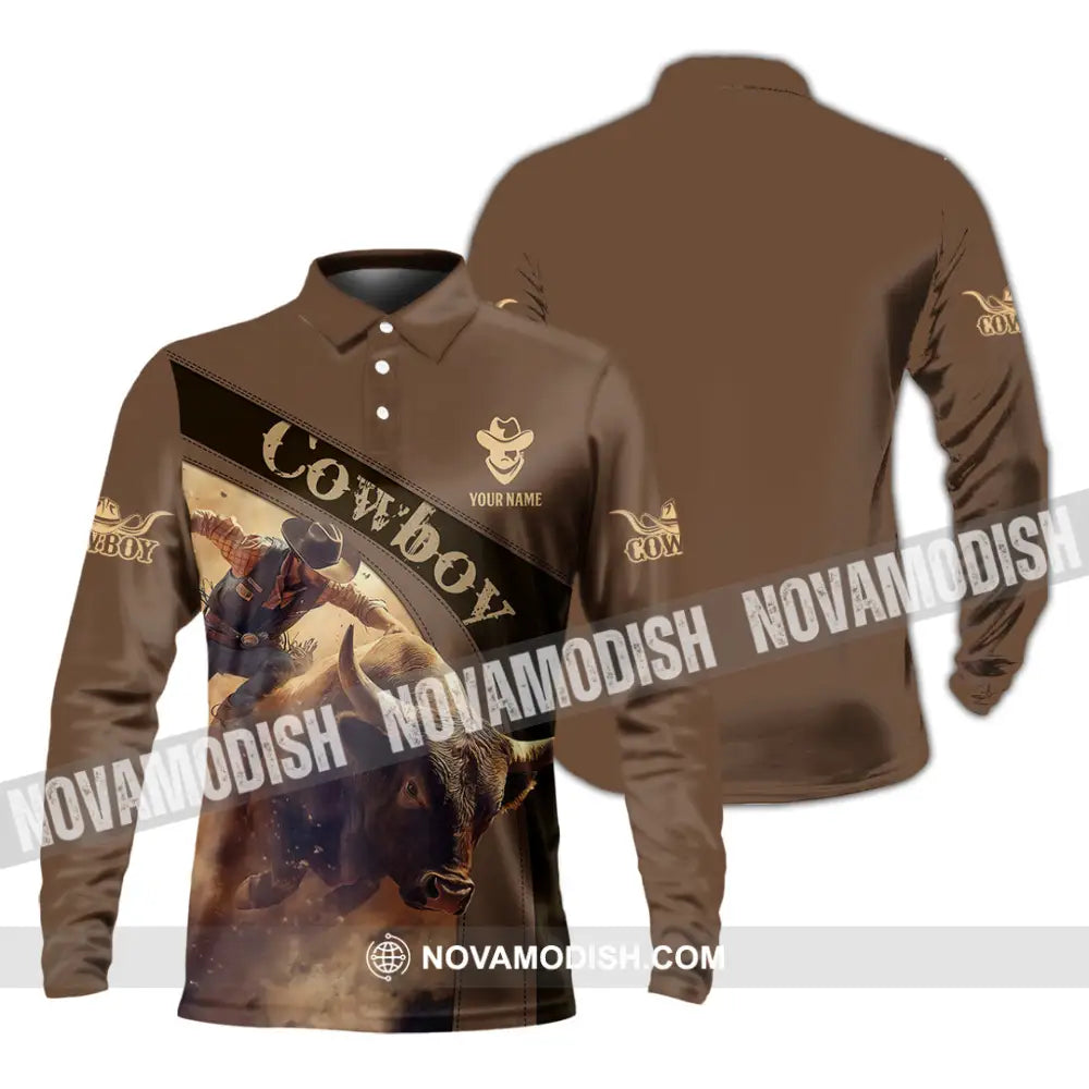 Men Shirt - Custom Cowboy Shirt - Long Sleeve Polo / S - T-shirt