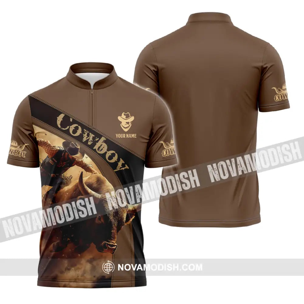 Men Shirt - Custom Cowboy Shirt - Zipper Polo Shirt / S - T-shirt