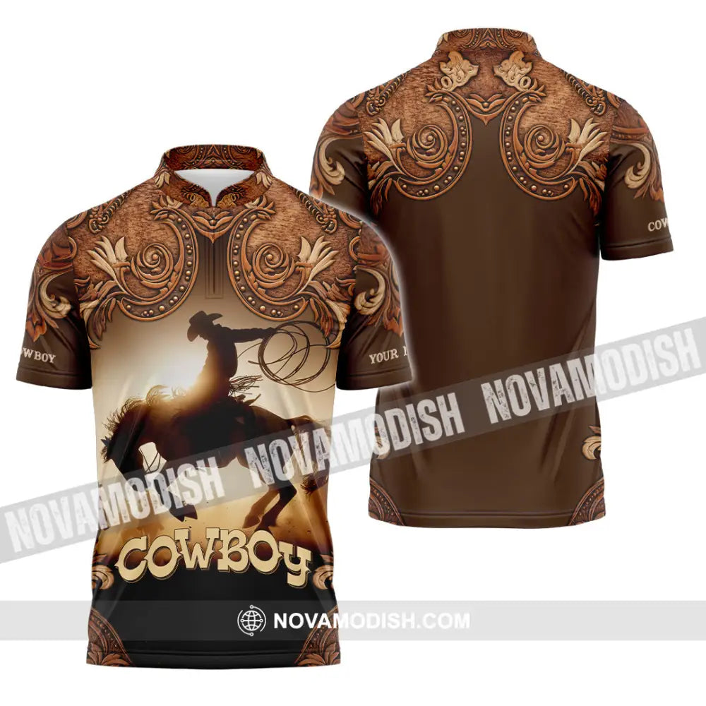 Men Shirt - Custom Cowboy Shirt - Zipper Polo Shirt / S - T-shirt