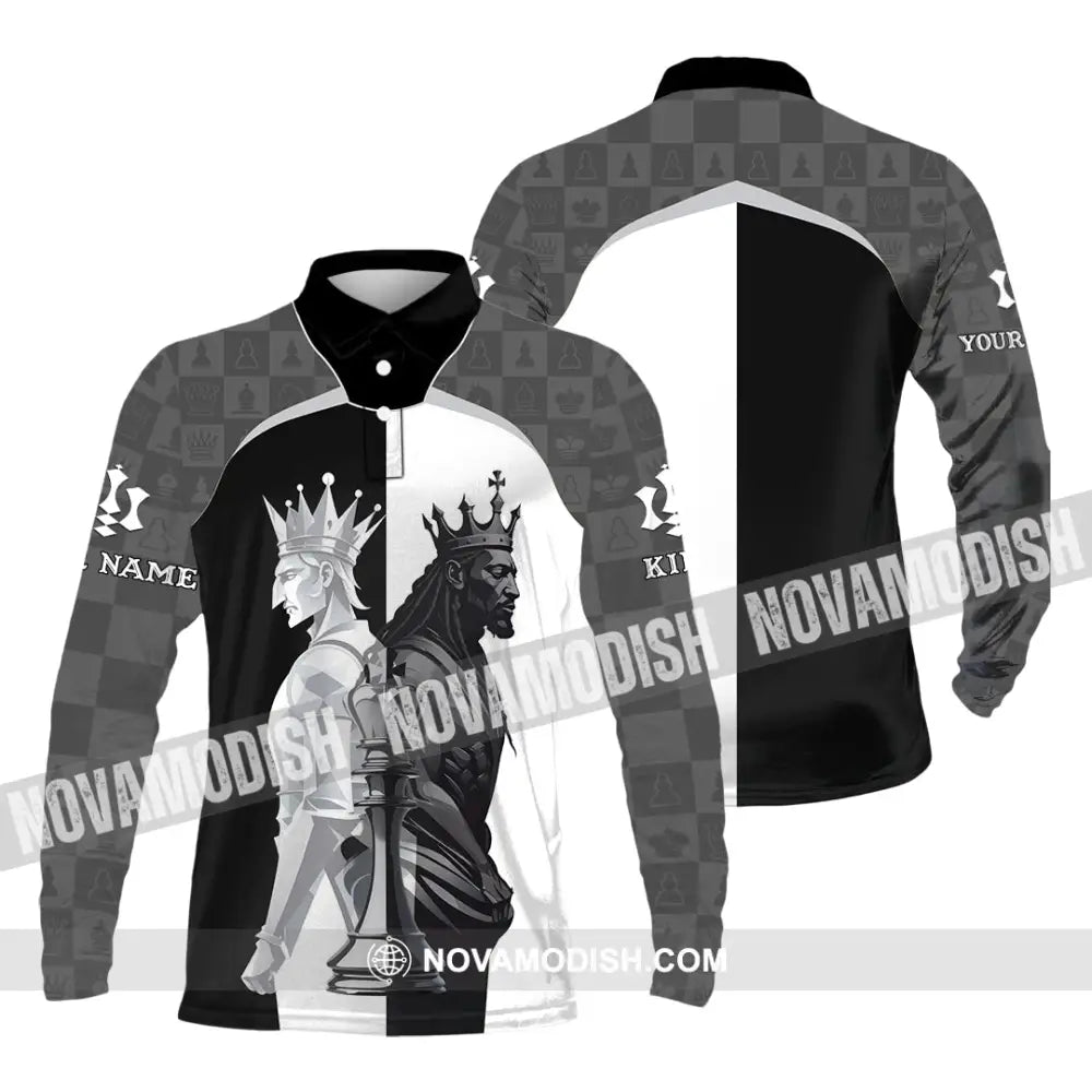 Men Shirt - Custom King Of Chess Shirt Long Sleeve Polo / S T-shirt