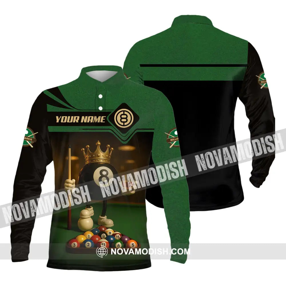 Men Shirt - Custom Kings Of Billiards Shirt Long Sleeve Polo / S T-shirt