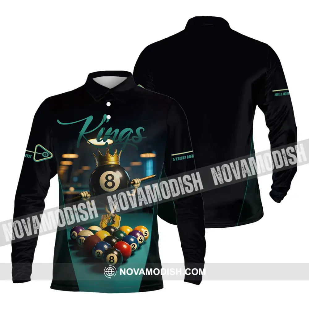 Men Shirt - Custom Kings Of Billiards Shirt Long Sleeve Polo / S T-shirt