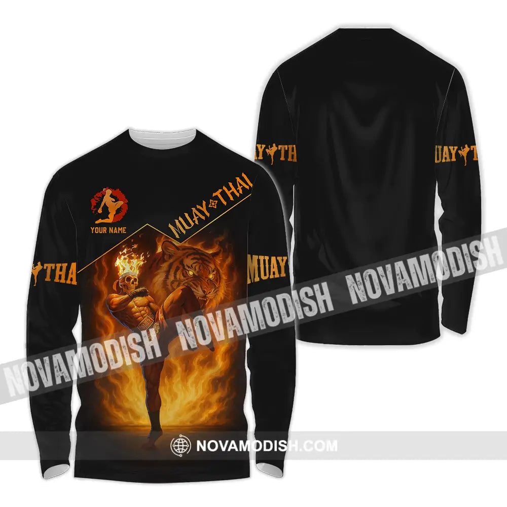 Men Shirt - Custom Let’s Fight Fire Muay Thai Sport Shirt Long Sleeve Shirt / S T-shirt