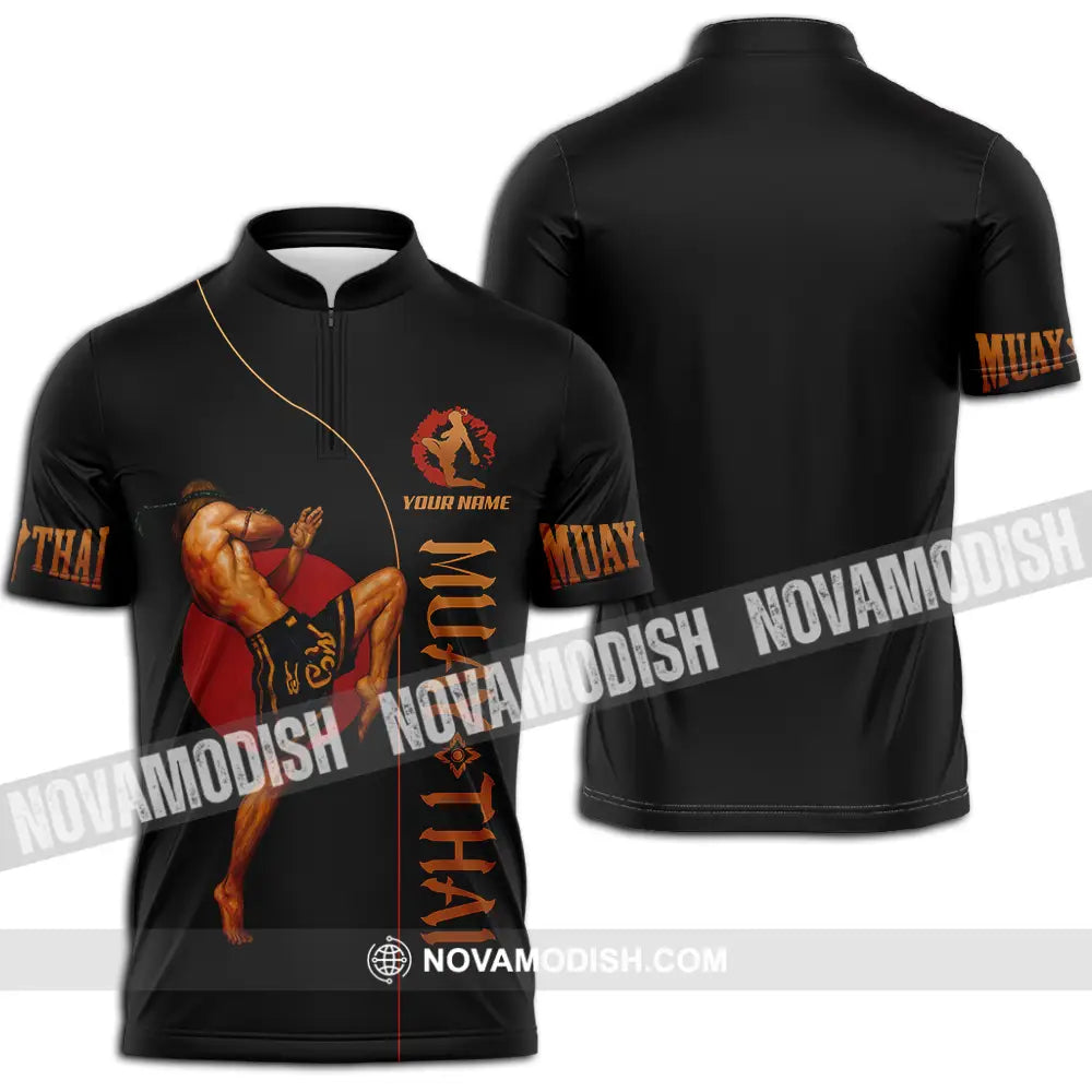 Men Shirt - Custom Let’s Fight Muay Thai Sport Shirt Zipper Polo Shirt / S T-shirt
