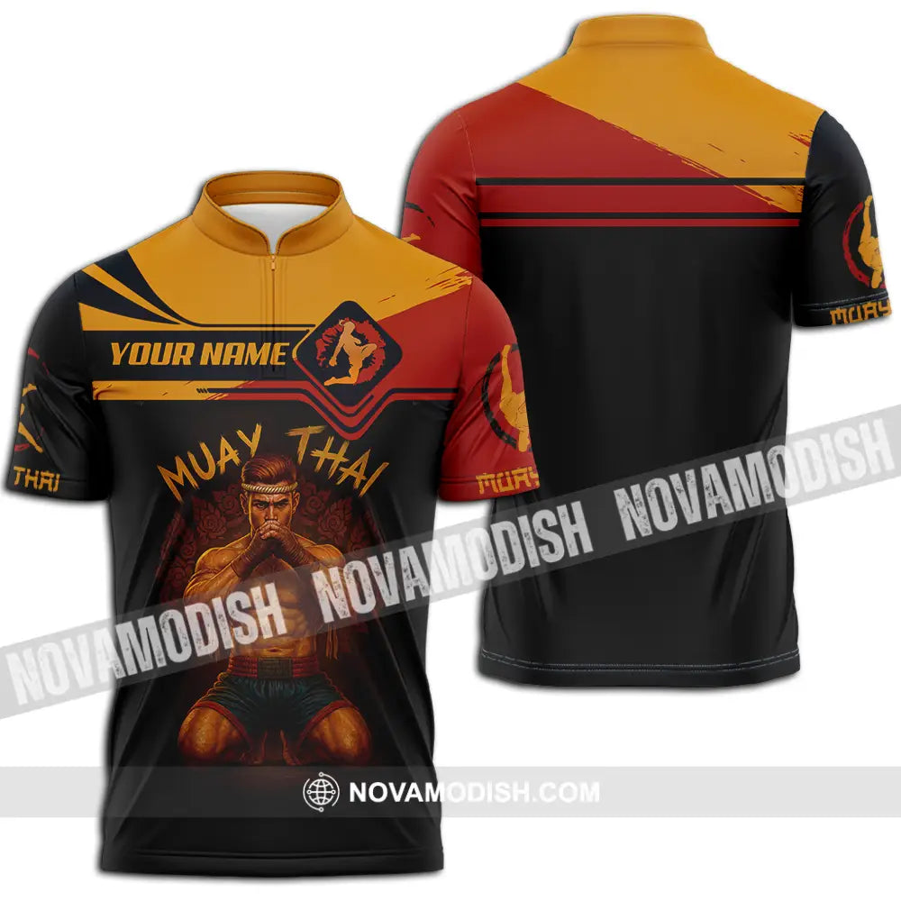 Men Shirt - Custom Let’s Fight Muay Thai Sport Shirt Zipper Polo Shirt / S T-shirt