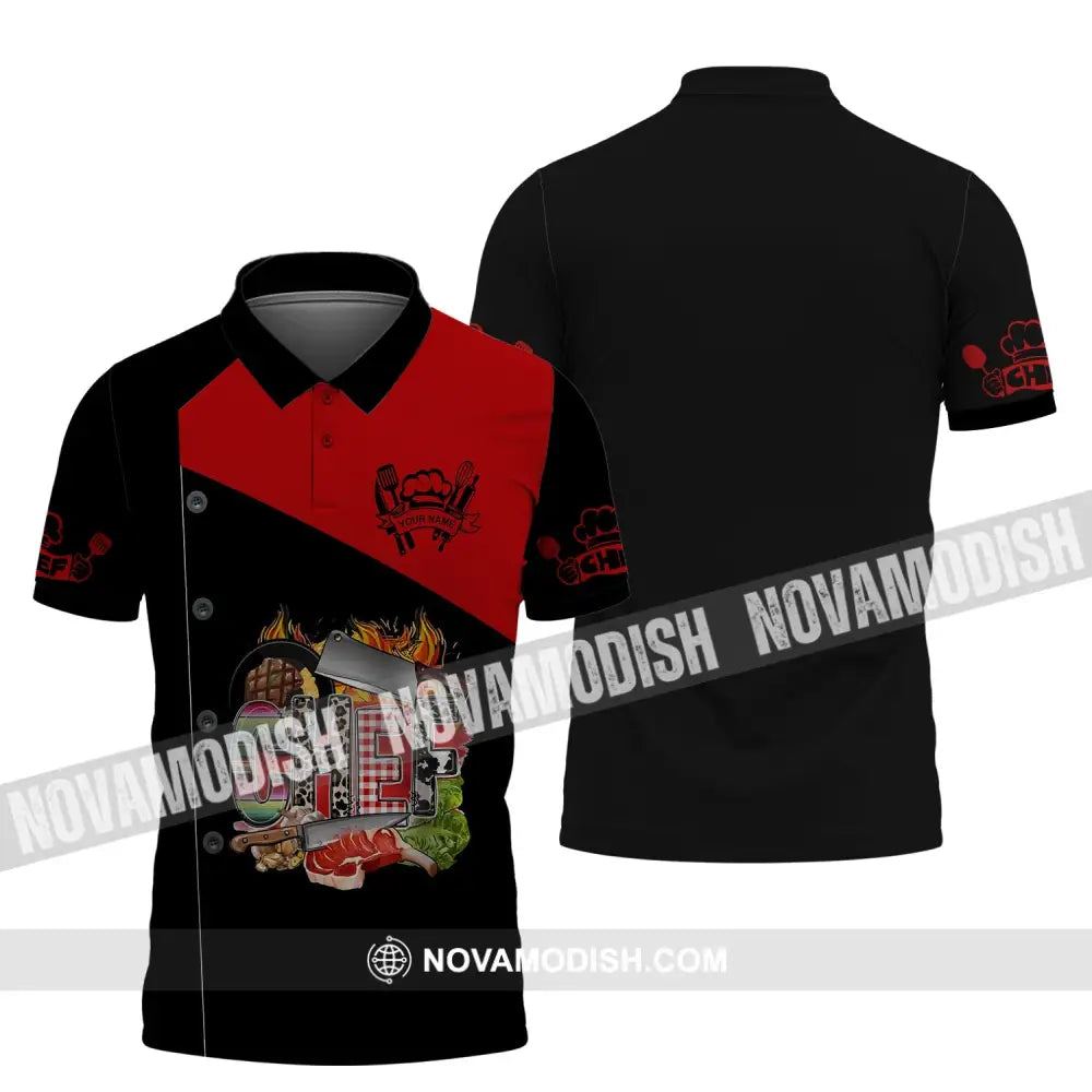 Men Shirt - Custom Name Shirt - Chef Pattern Shirt Polo Shirt / S T-shirt