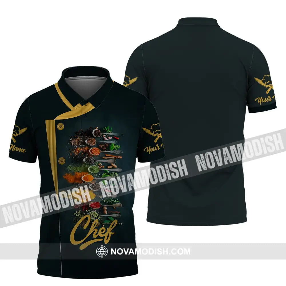 Men Shirt - Custom Name Shirt - Chef Shirt With Cooking Spices Polo Shirt / S T-shirt