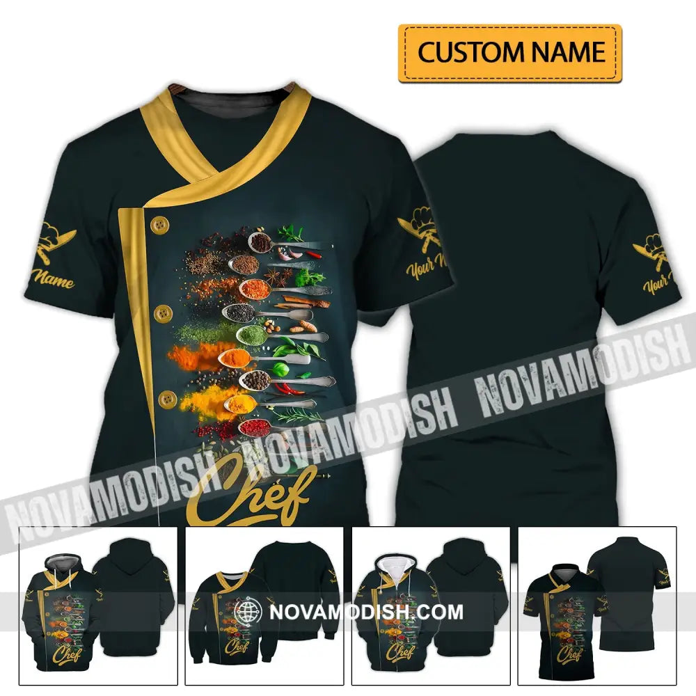 Men Shirt - Custom Name Shirt - Chef Shirt With Cooking Spices T-shirt