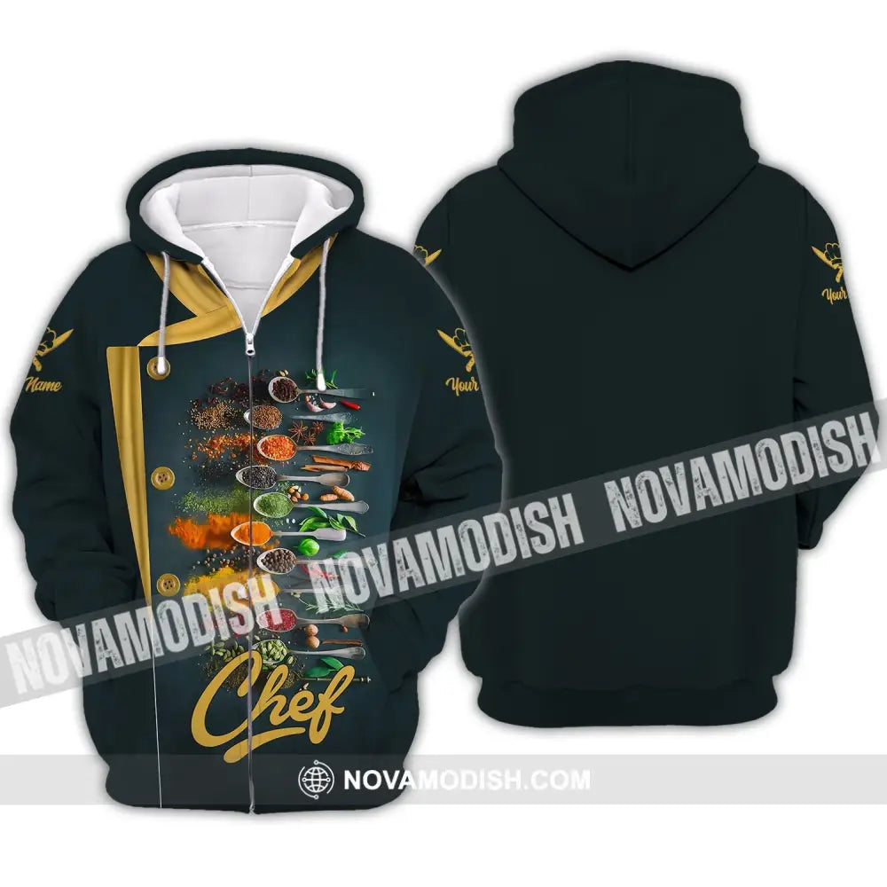 Men Shirt - Custom Name Shirt - Chef Shirt With Cooking Spices Zipper Hoodie / S T-shirt