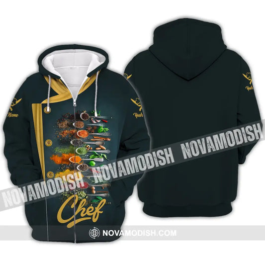 Men Shirt - Custom Name Shirt - Chef Shirt With Cooking Spices Zipper Hoodie / S T-shirt