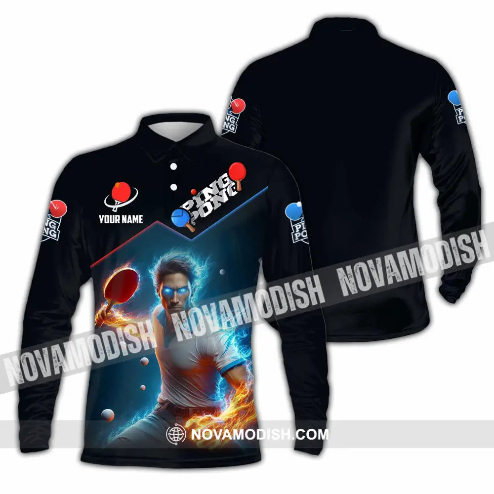 Men Shirt - Custom Ping Pong Lover Shirt Long Sleeve Polo / S T-shirt