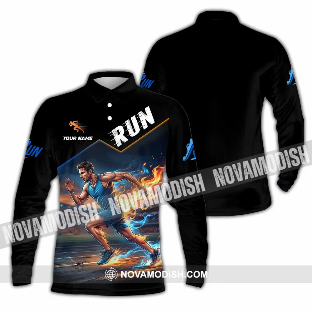 Men Shirt - Custom Run Shirt - Long Sleeve Polo / S - T-shirt