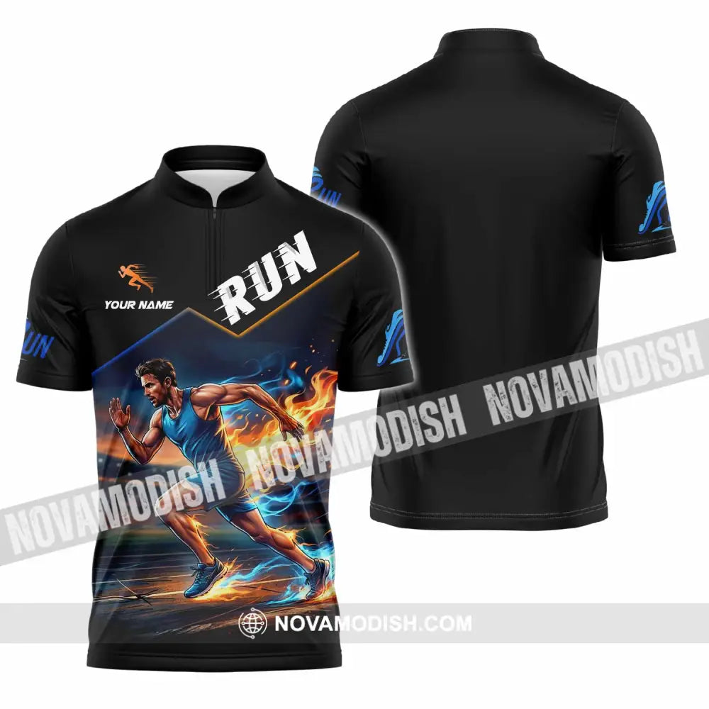 Men Shirt - Custom Run Shirt - Zipper Polo Shirt / S - T-shirt