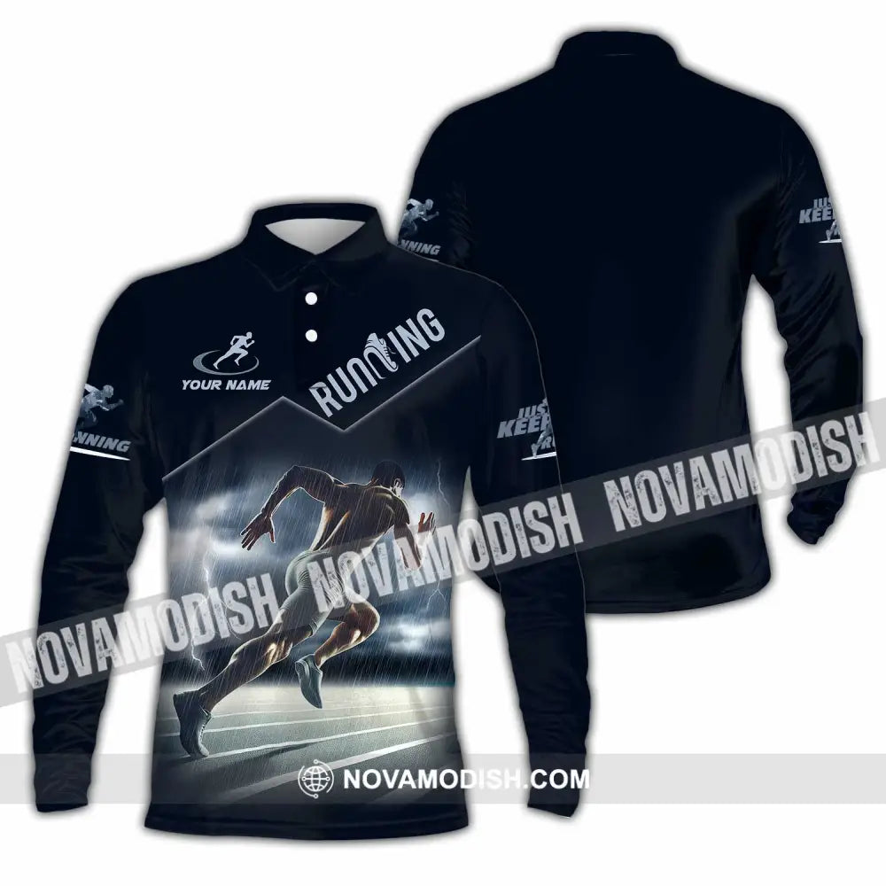 Men Shirt - Custom Running Shirt Long Sleeve Polo / S T-shirt