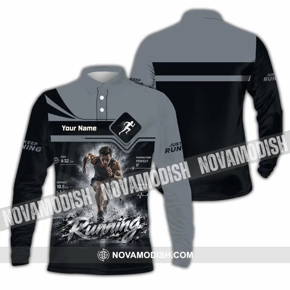Men Shirt - Custom Running Shirt - Long Sleeve Polo / S - T-shirt