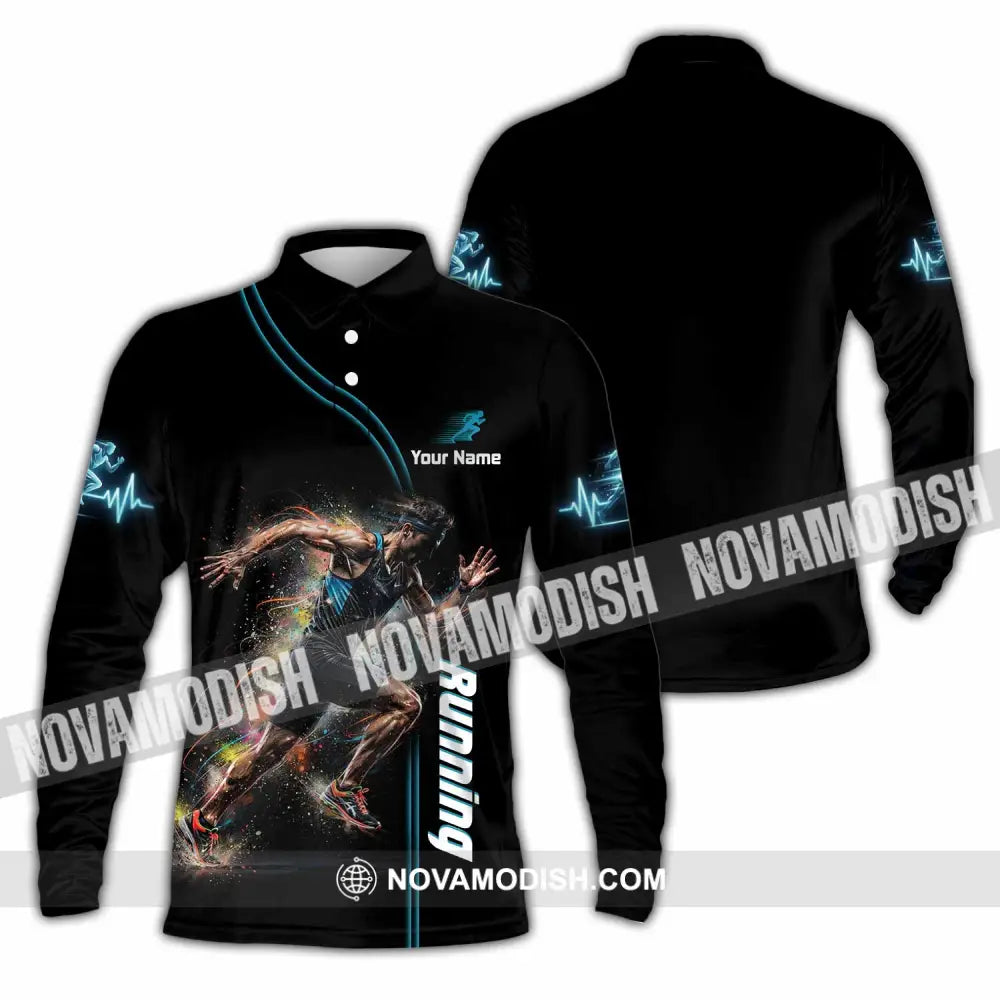 Men Shirt - Custom Running Shirt - Long Sleeve Polo / S - T-shirt