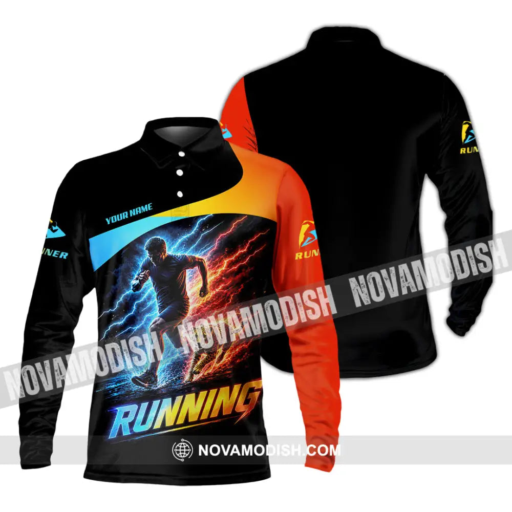 Men Shirt - Custom Running Shirt - Long Sleeve Polo / S - T-shirt