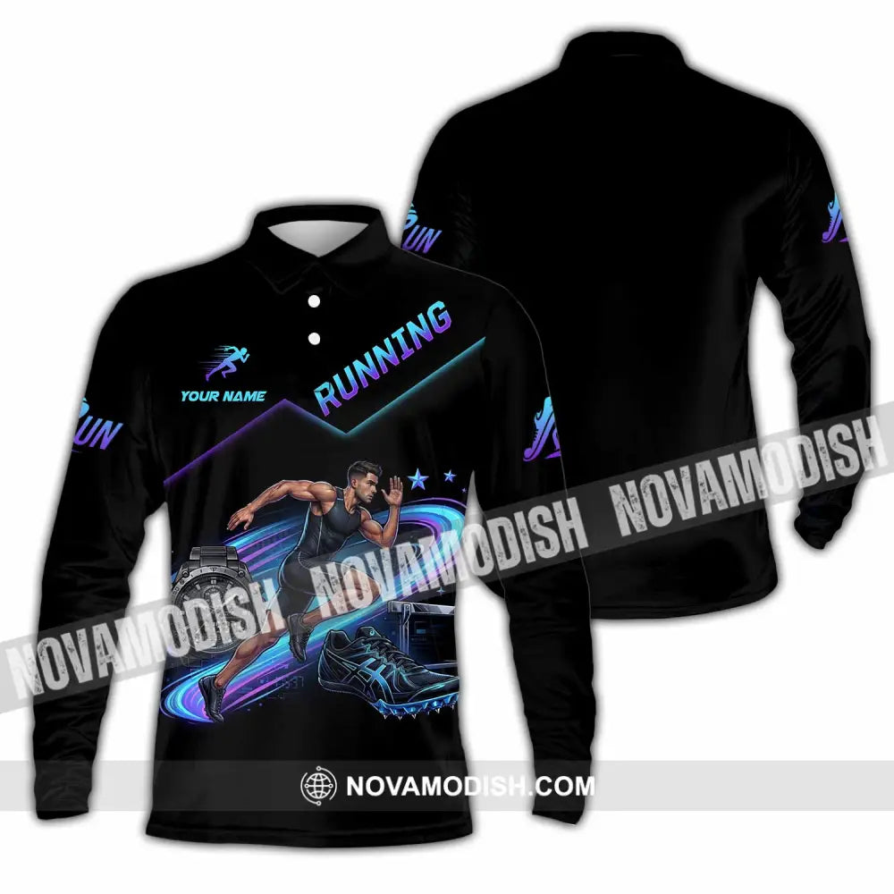 Men Shirt - Custom Running Shirt - Long Sleeve Polo / S - T-shirt