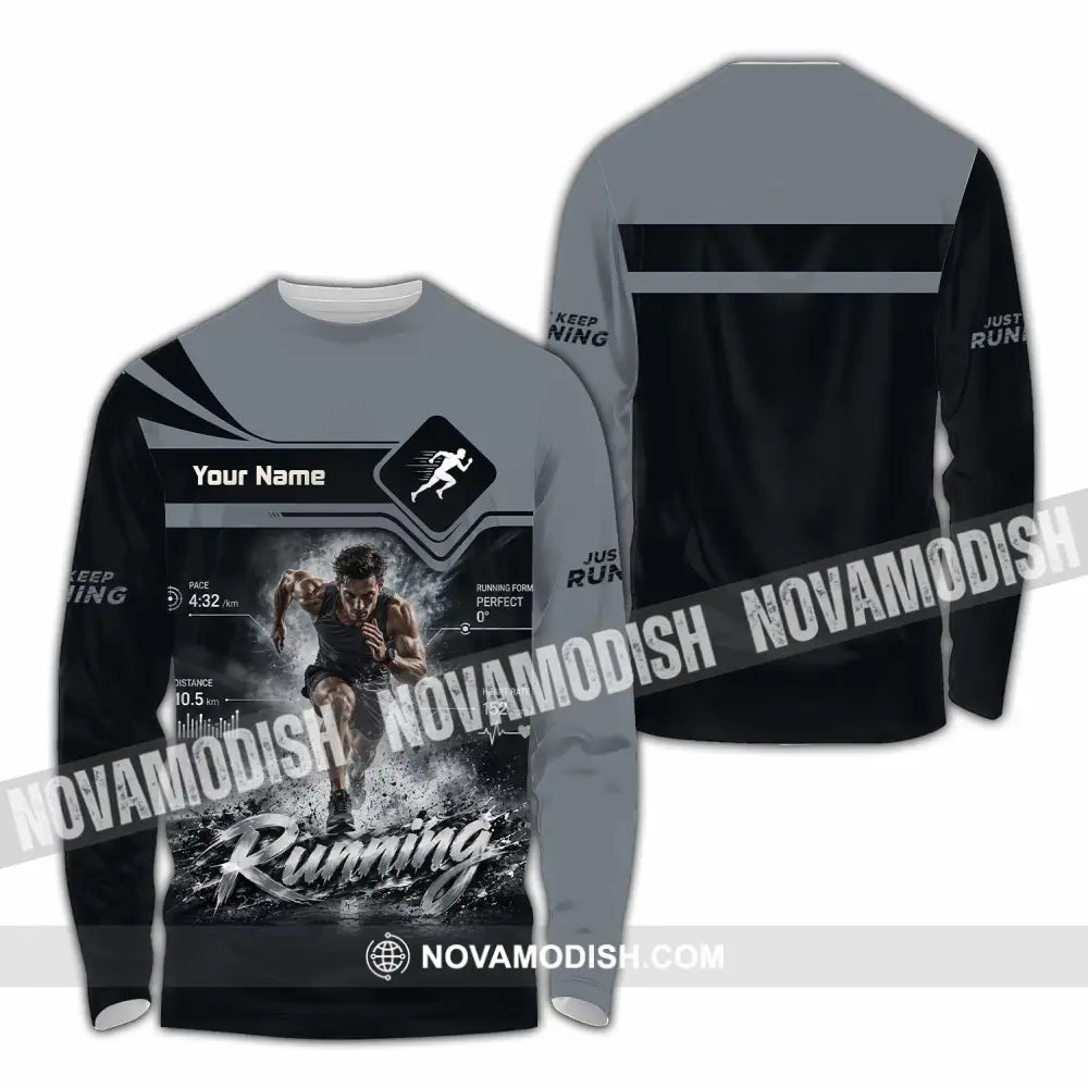 Men Shirt - Custom Running Shirt - Long Sleeve Shirt / S - T-shirt