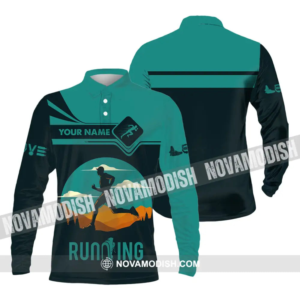 Men Shirt - Custom Running Lover Love Running Shirt Long Sleeve Polo / S T-shirt