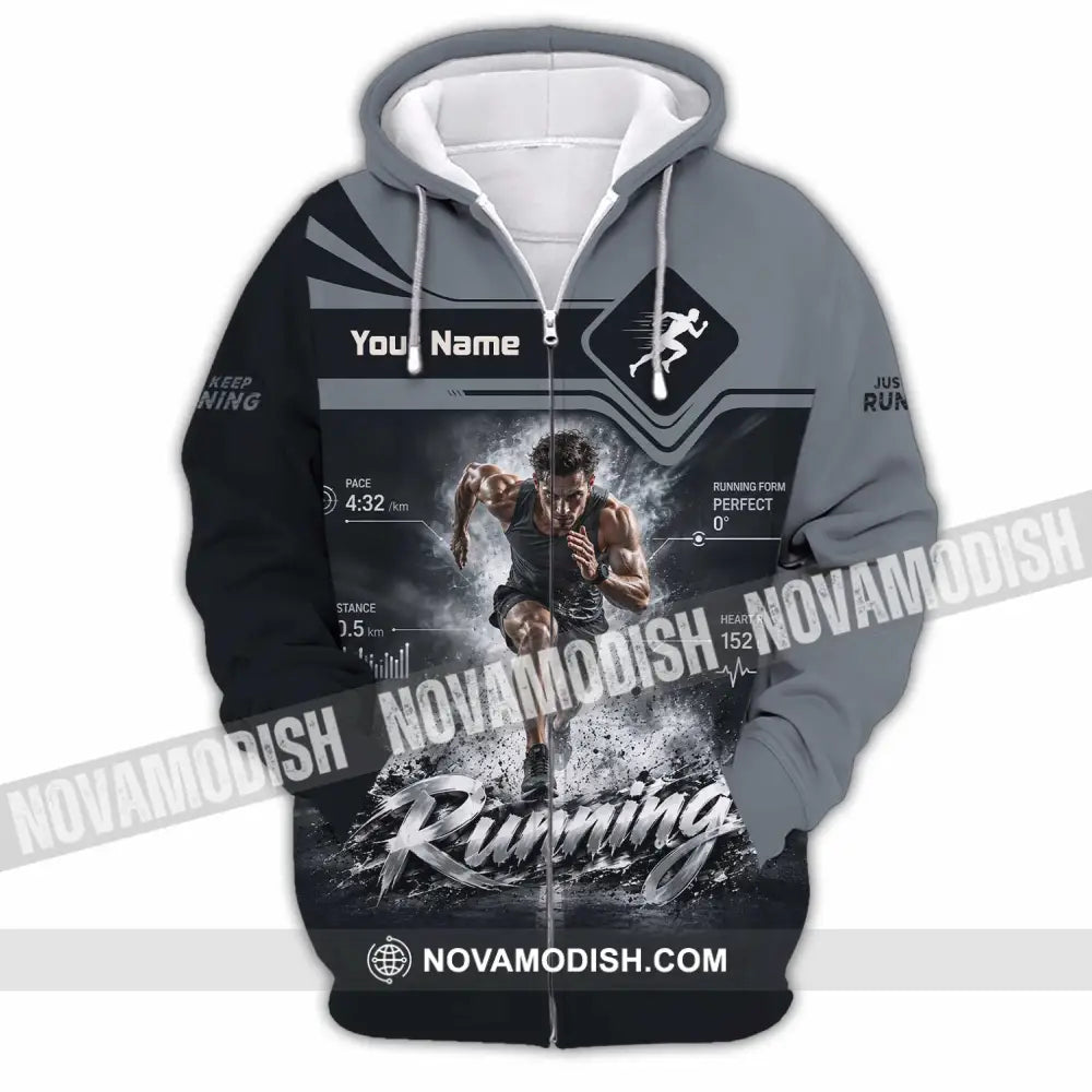 Men Shirt - Custom Running Shirt - Zipper Hoodie / S - T-shirt