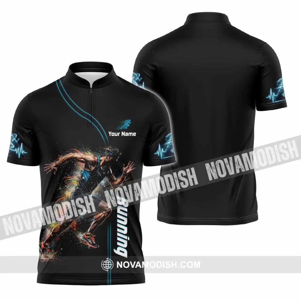 Men Shirt - Custom Running Shirt - Zipper Polo Shirt / S - T-shirt