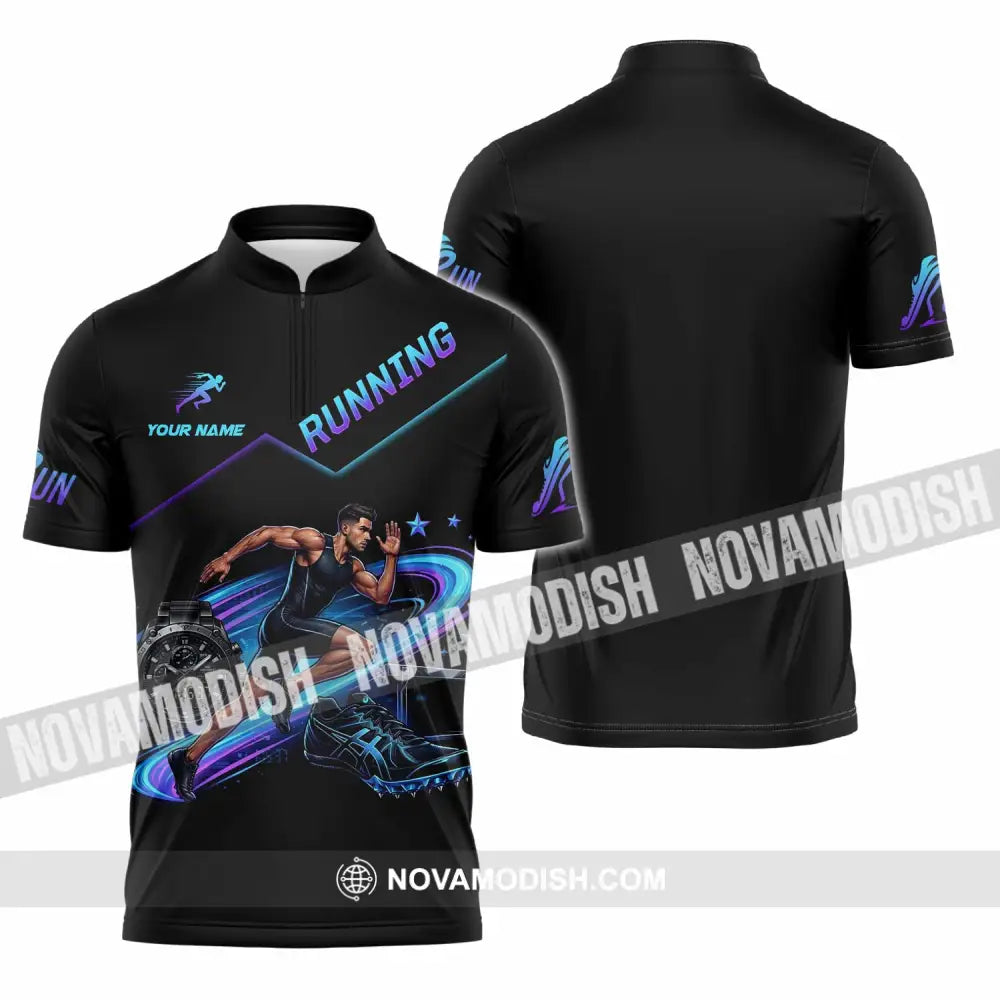 Men Shirt - Custom Running Shirt - Zipper Polo Shirt / S - T-shirt