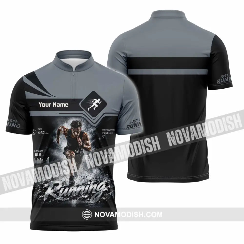 Men Shirt - Custom Running Shirt - Zipper Polo Shirt / S - T-shirt