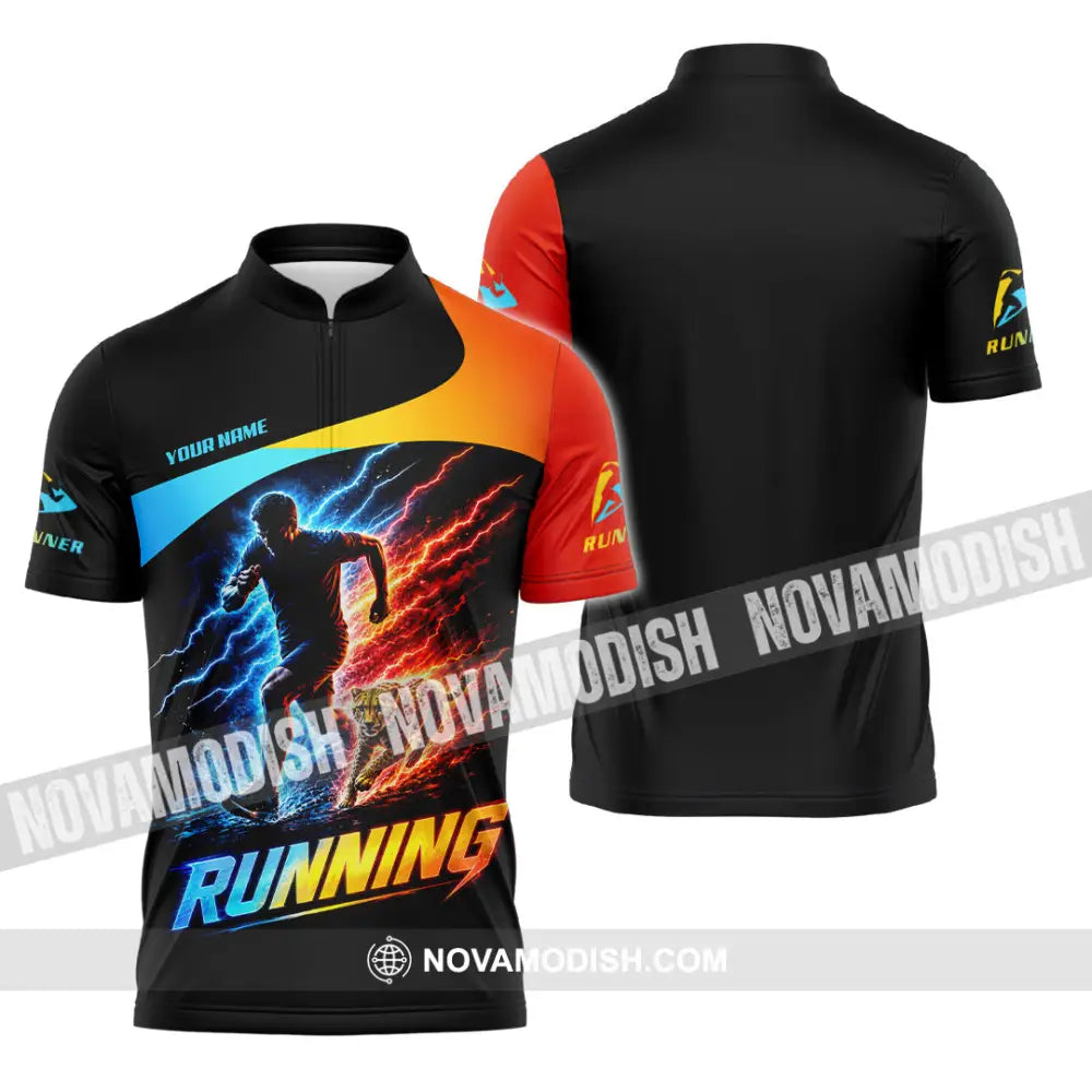Men Shirt - Custom Running Shirt - Zipper Polo Shirt / S - T-shirt