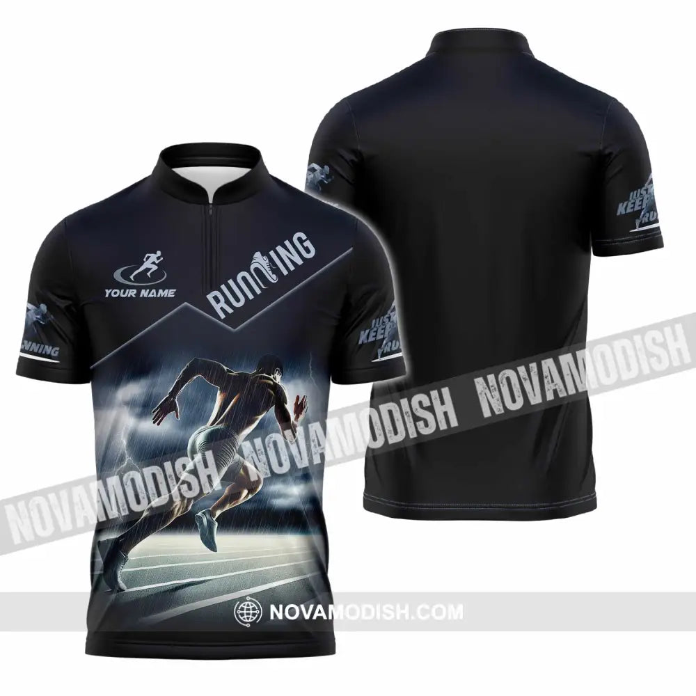 Men Shirt - Custom Running Shirt Zipper Polo Shirt / S T-shirt