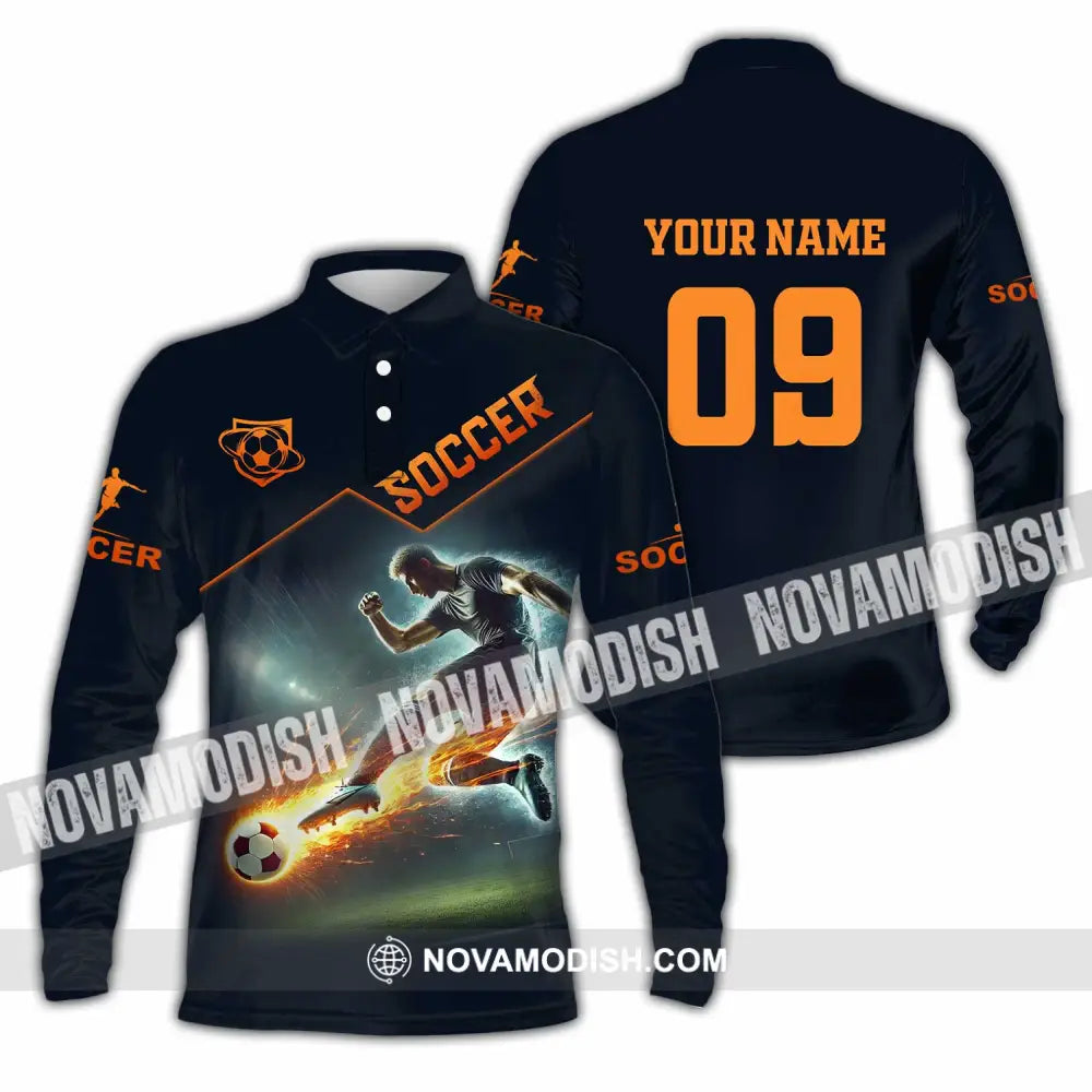 Men Shirt - Custom Soccer Man Soccer Player Shirt Long Sleeve Polo / S T-shirt