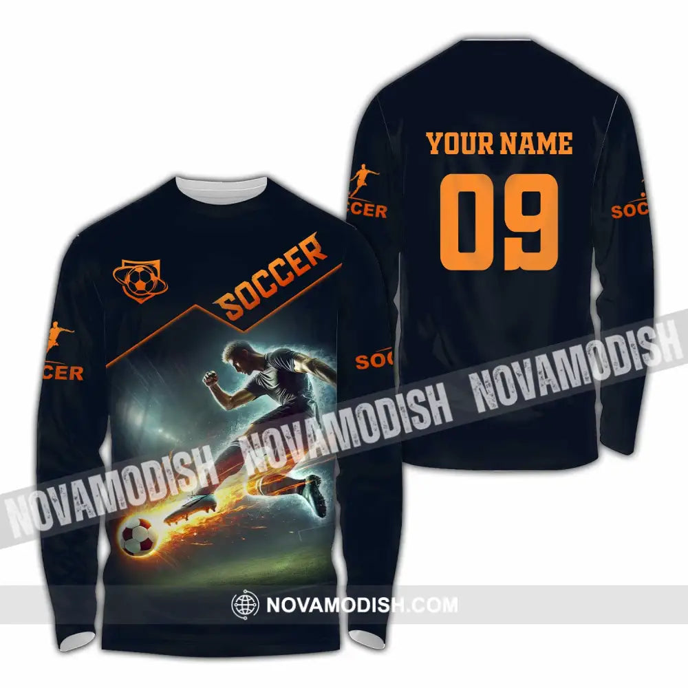 Men Shirt - Custom Soccer Man Soccer Player Shirt Long Sleeve Shirt / S T-shirt