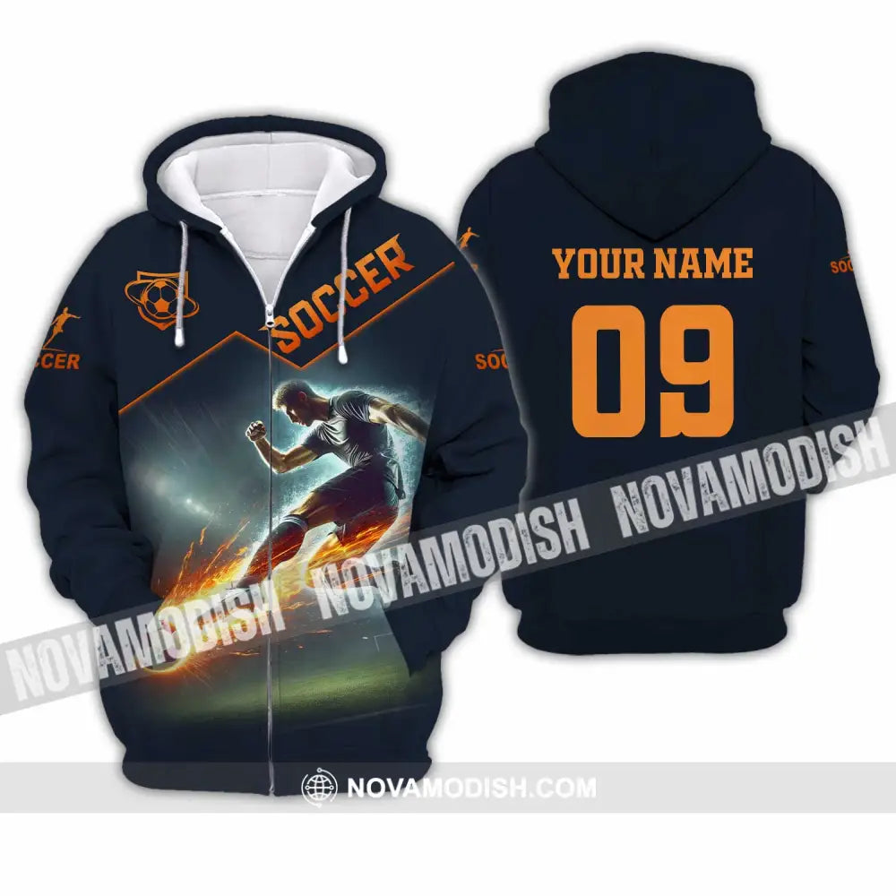 Men Shirt - Custom Soccer Man Soccer Player Shirt Zipper Hoodie / S T-shirt