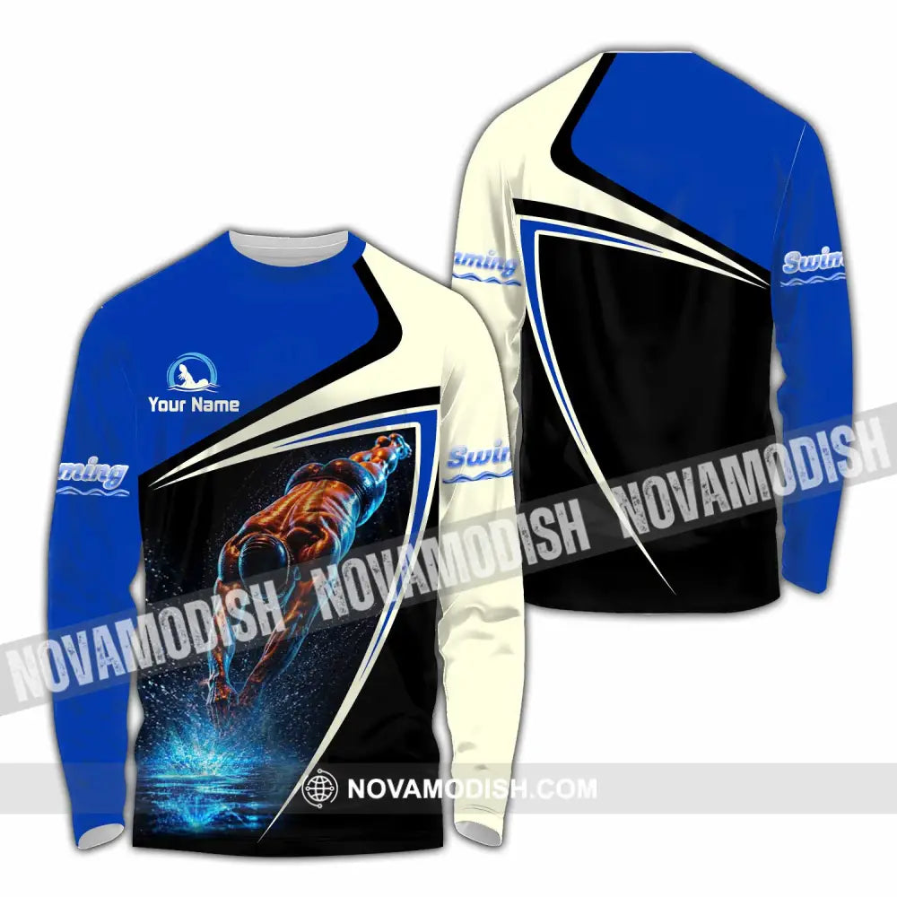 Men Shirt - Custom Swimming Shirt - Long Sleeve Shirt / S - T-shirt
